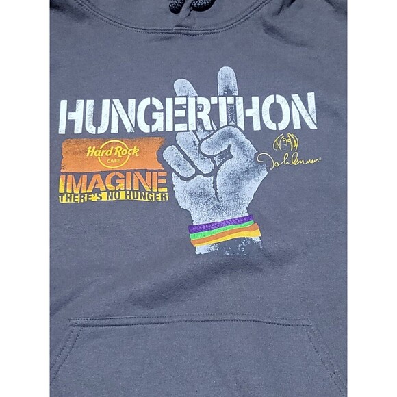 Hardrock Hungerthon 2013 Imagine There's No Hunger Gray hoodie John Lennon @L3 - Picture 6 of 8